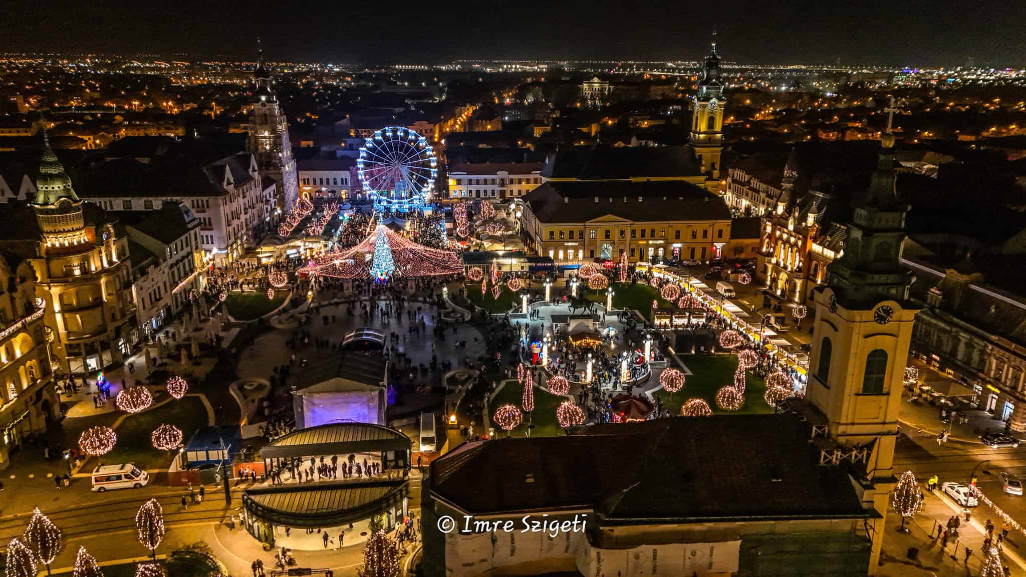 Nagyváradi adventi vásár drónnézetből